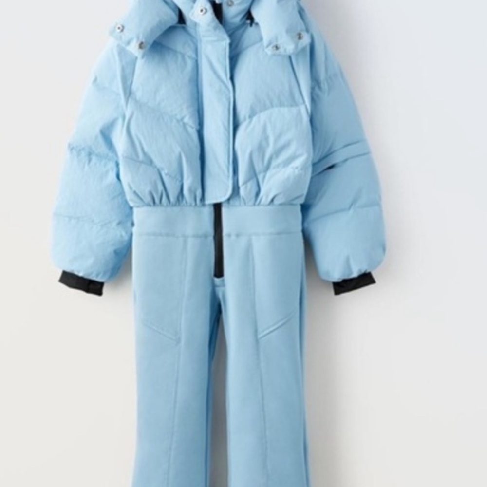 Zara Sky Blue Puffer Jacket and Pants Set